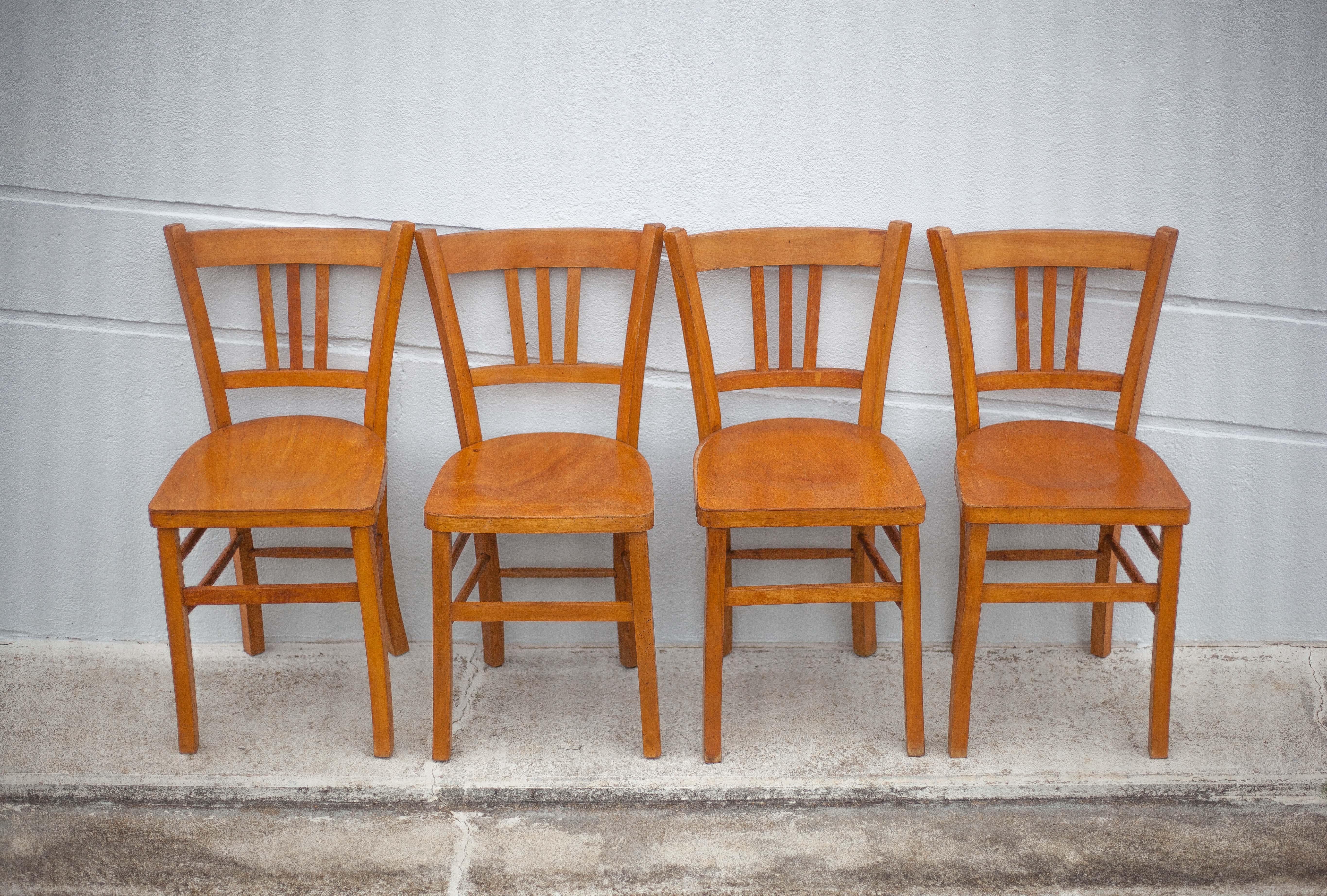 Set of 4 luterma bistro chairs, vintage wooden chairs, countryside, interior decoration