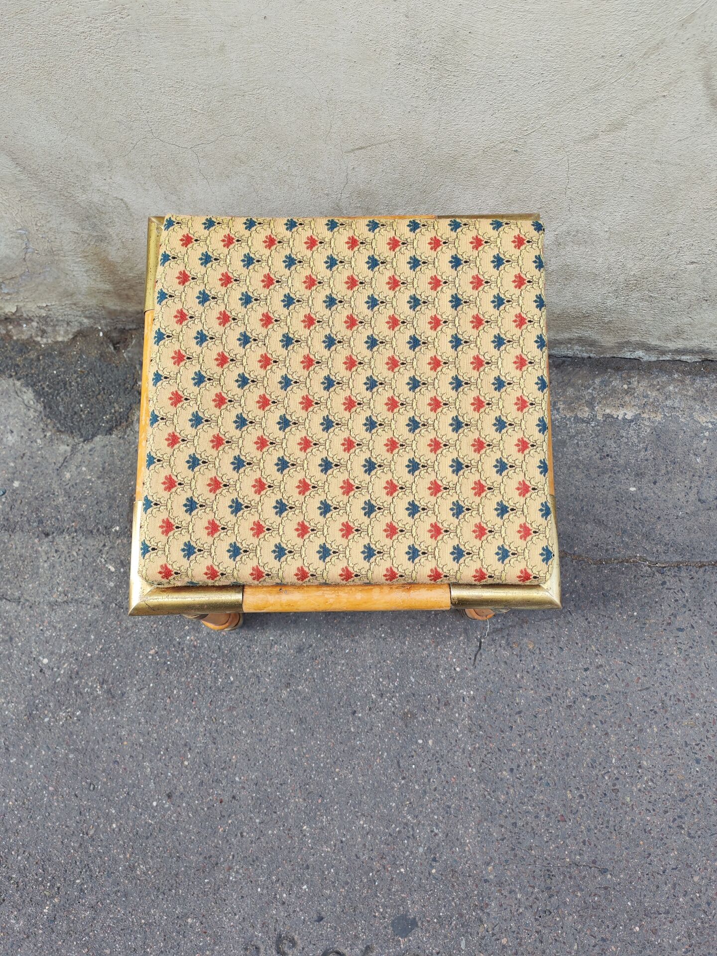 Bamboo and brass stool with cushion