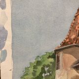 Vintage turret watercolor signed