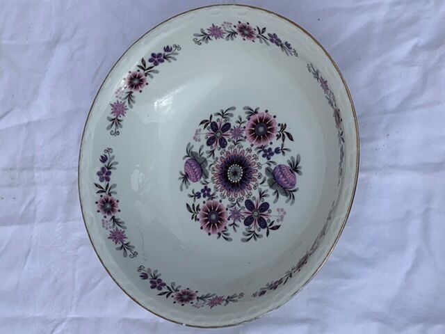Paris porcelain salad bowl vintage floral motif 1970