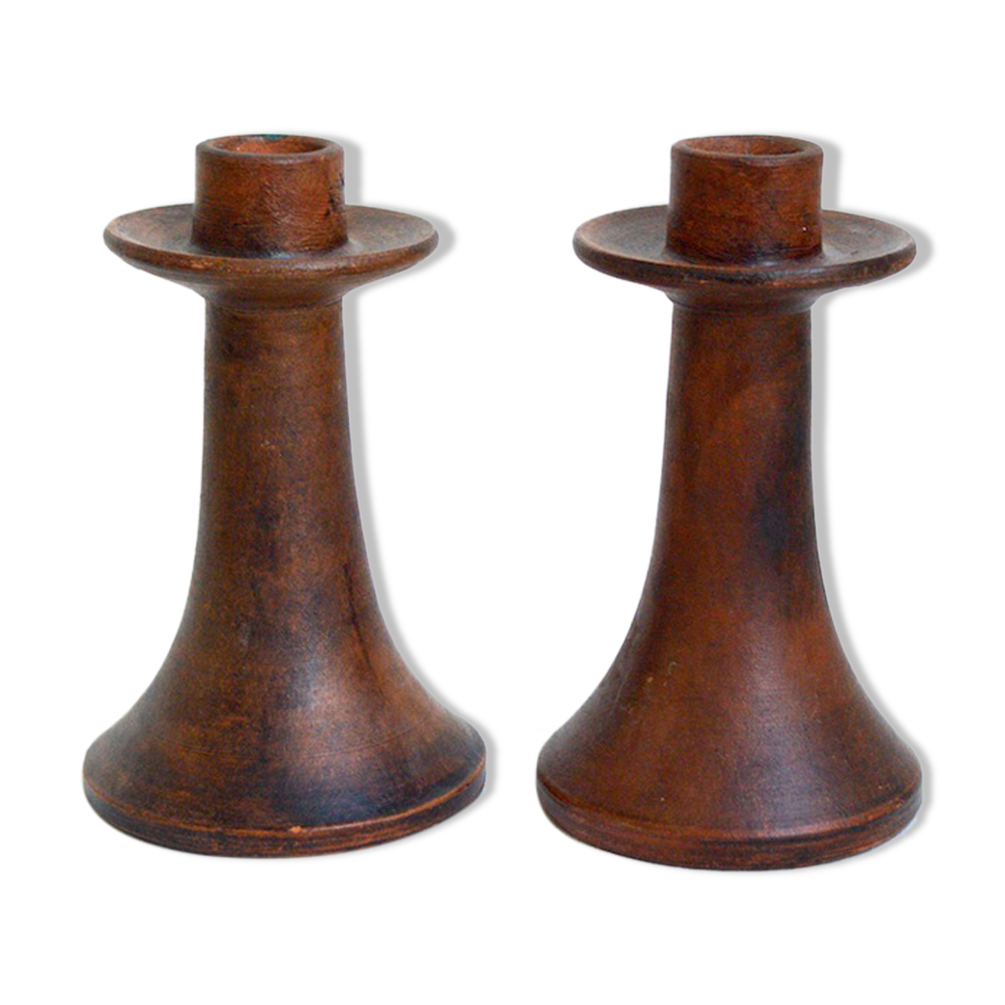 Pair of stoneware candle holders