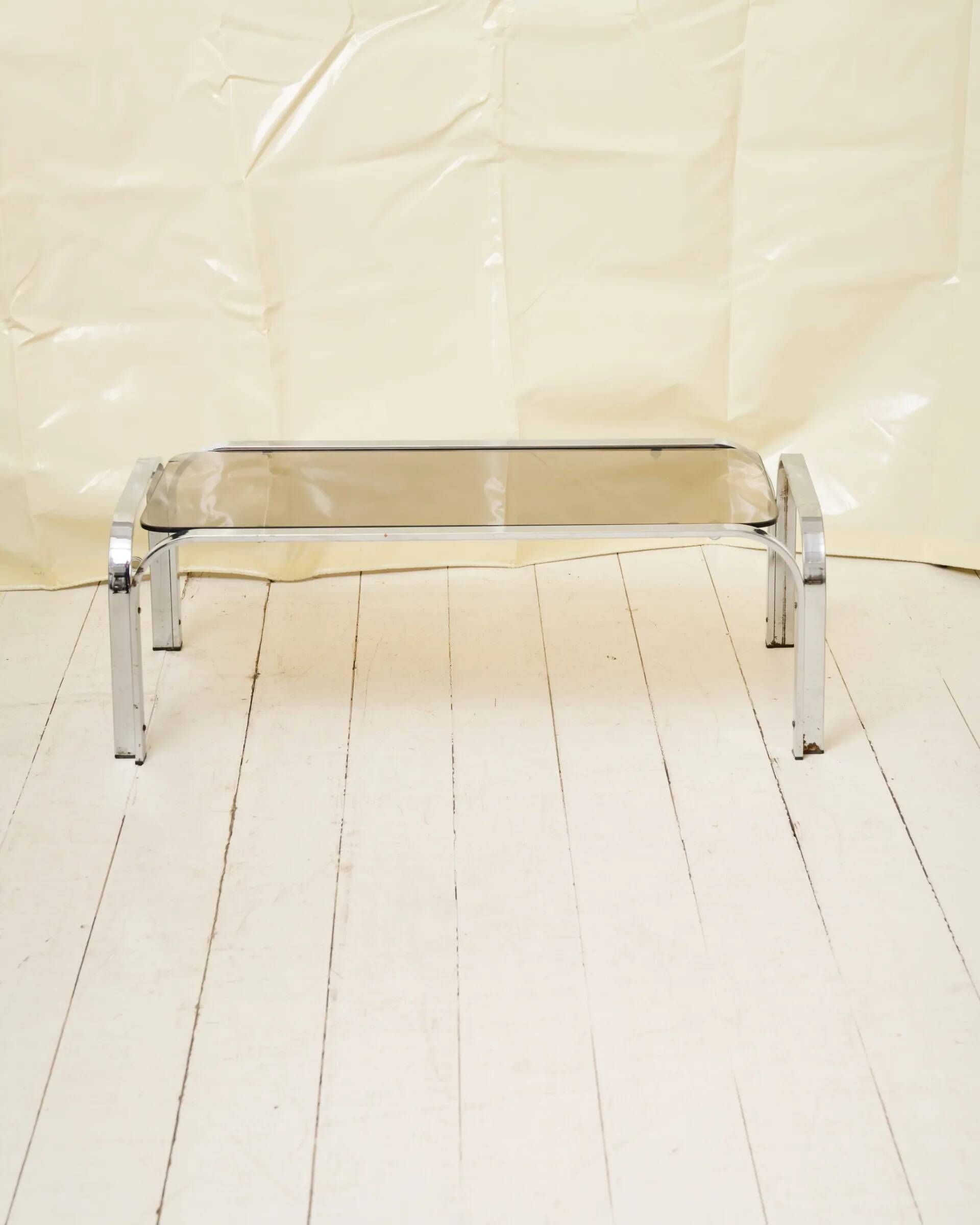 Table basse en chrome et verre fumé "Mozambo", Italie, 1970s