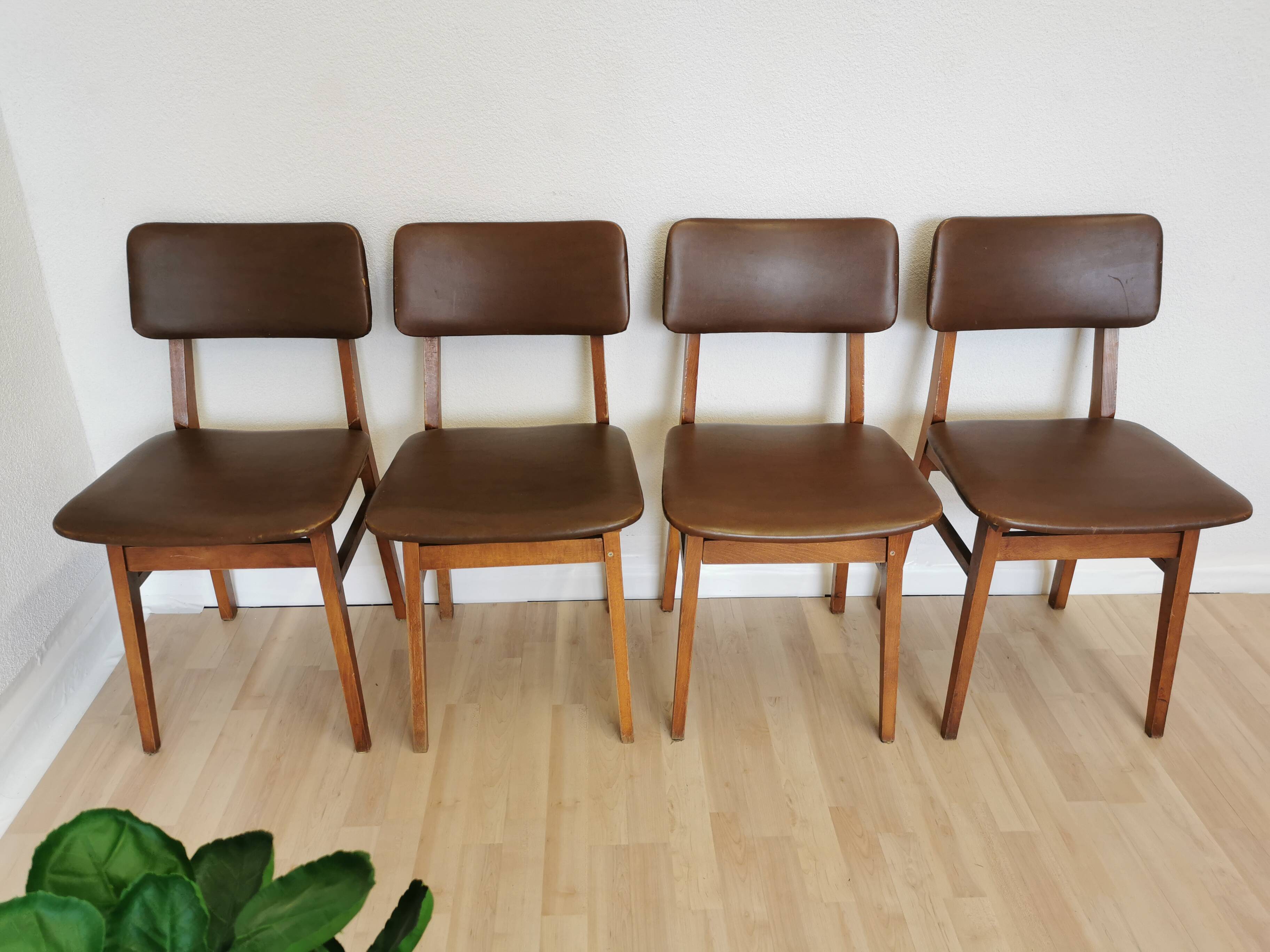 Vintage STOL Kamnik Dining Chairs (Set of 4): Mid-Century Leather Seat