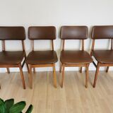 Vintage STOL Kamnik Dining Chairs (Set of 4): Mid-Century Leather Seat