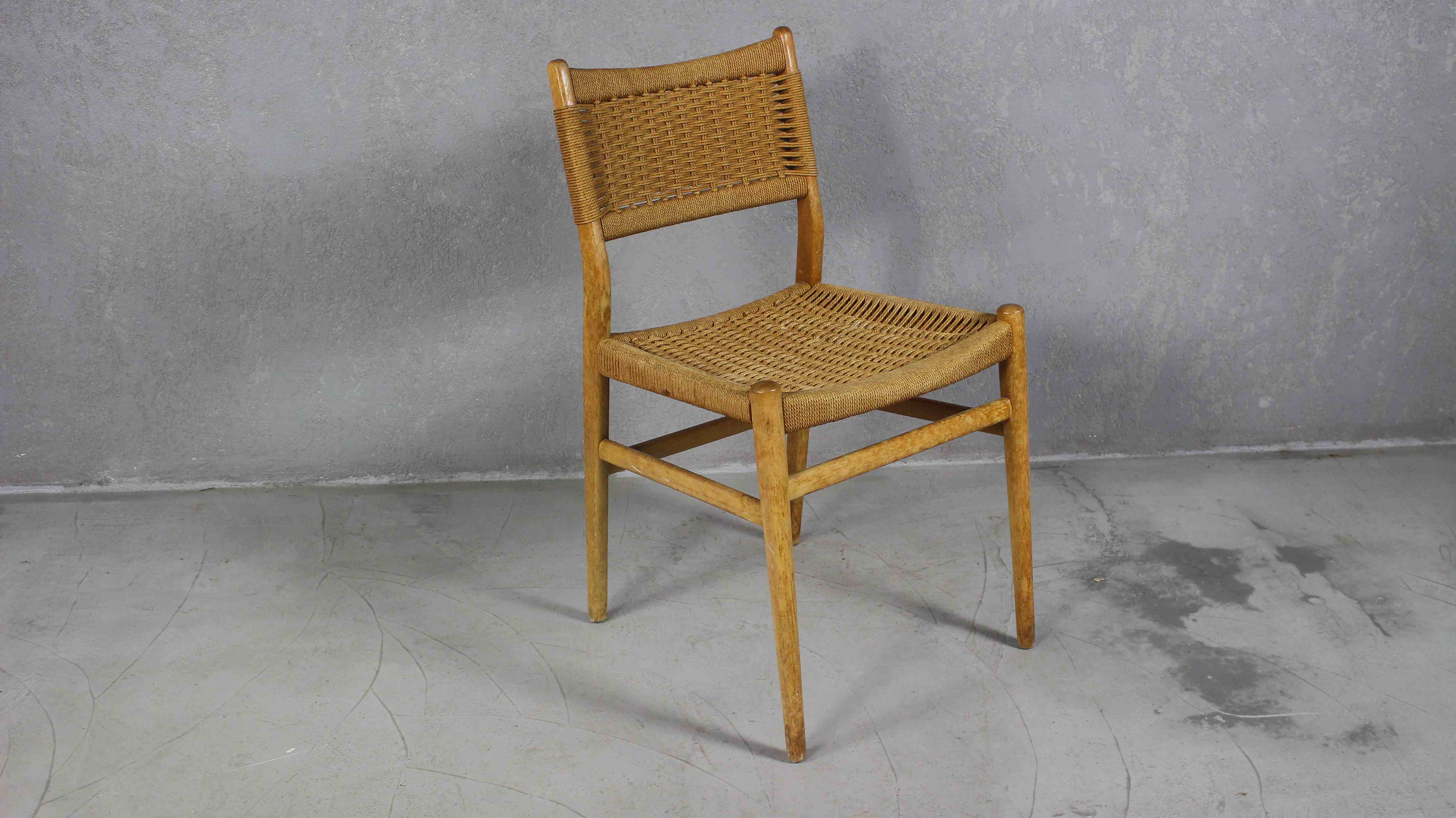 Vintage Cord Woven Chair, Denmark, 1960s
