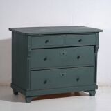 Antique painted pine chest of drawers – European rustic green chest of drawers – circa 1900
