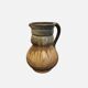 Beige and brown signed stoneware pitcher or decorative vase - rustic art style