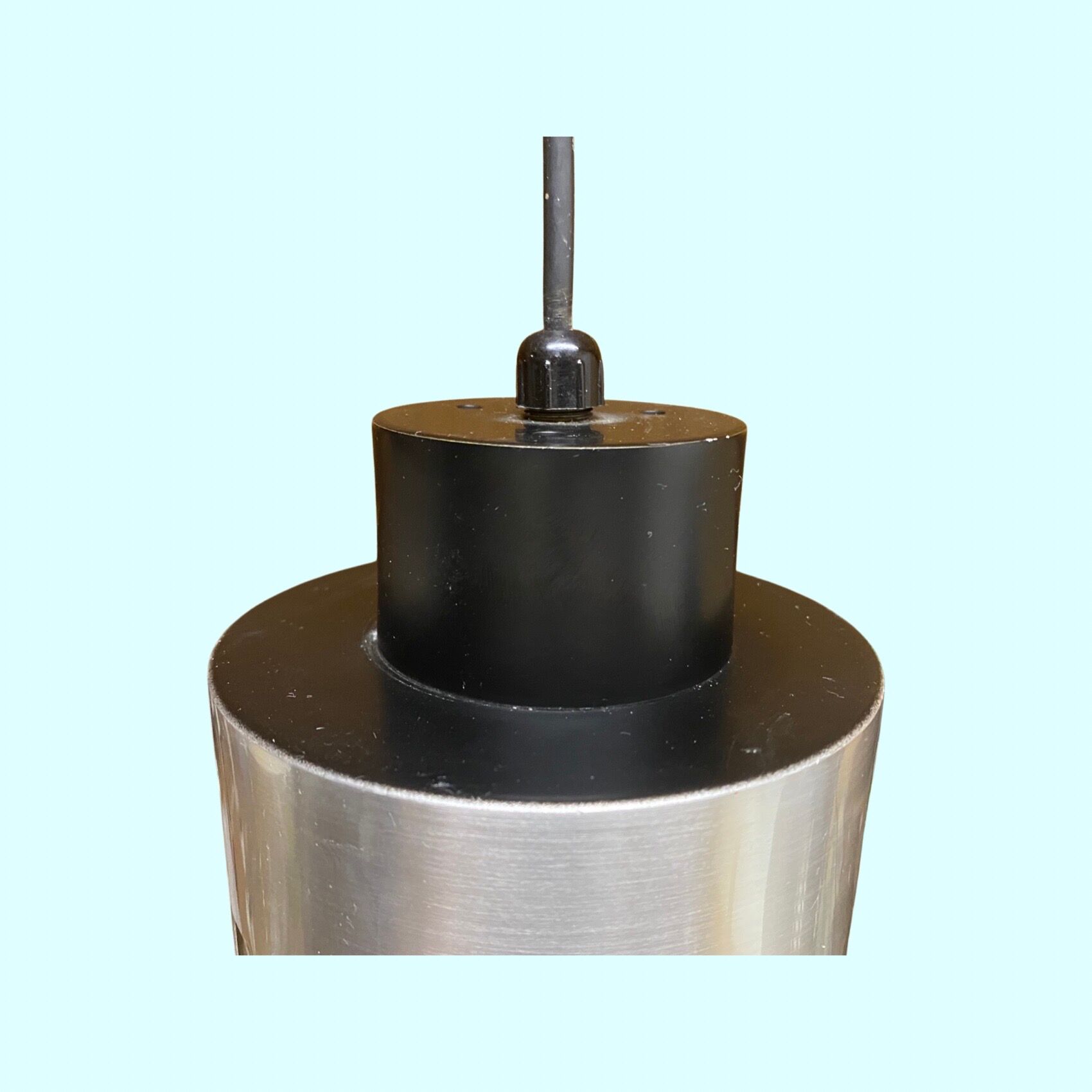 Rare Retro Glass/Teak Lamp From Denmark | Vintage Lighting with Teakwood Hanger and 2 Glass Lamps