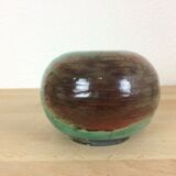 Vase boule raku vert pâle céramique