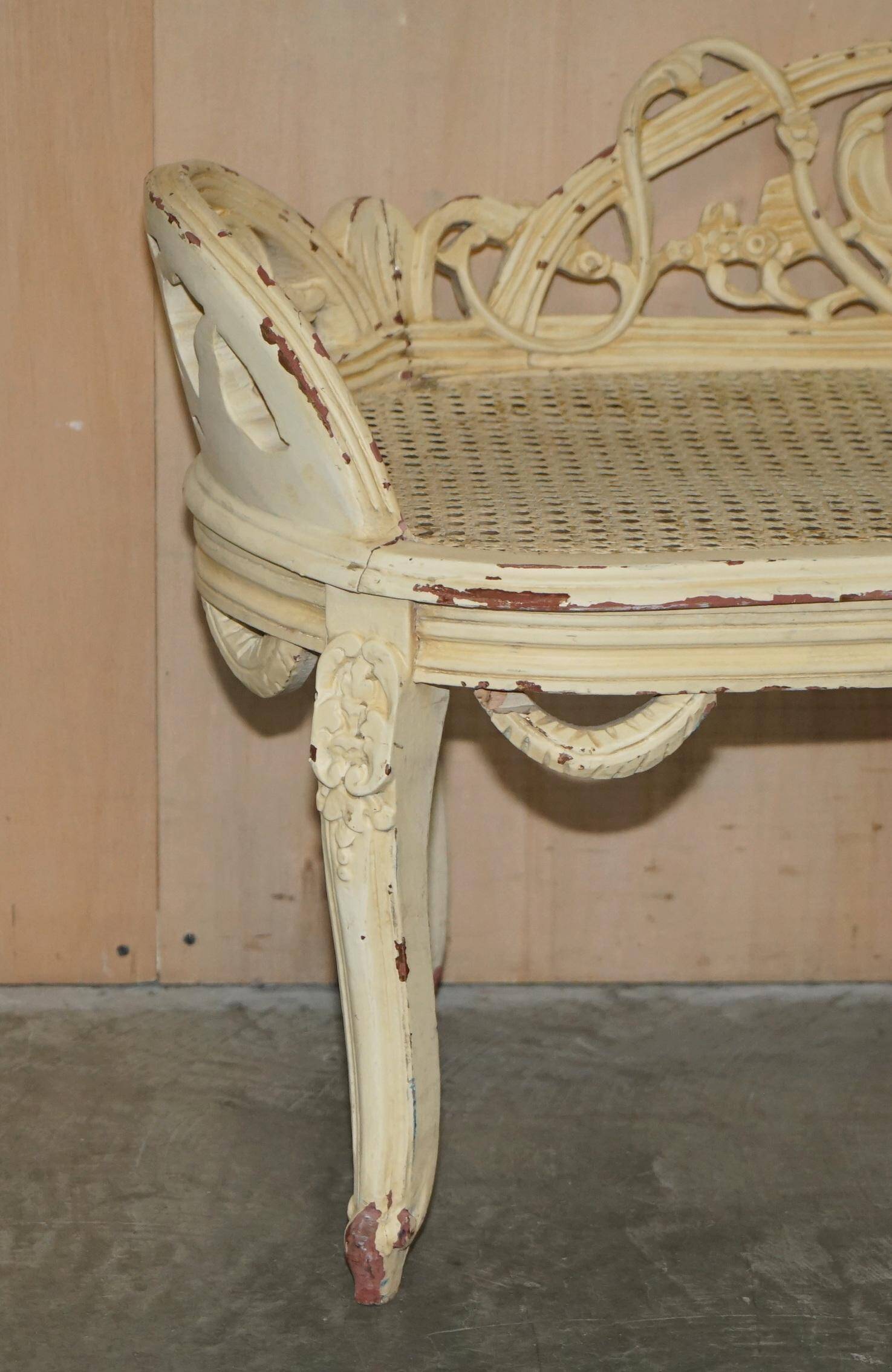 Antique French bergère window bench shabby chic