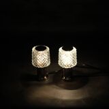 1970s Pair of Nightstands Glass Lamps by Kamenicky Senov, Czechoslovakia