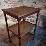 Vintage 1920s side table – Three-tiered shelf in French oak with turned legs.
