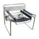 Wassilly chair in black and chrome leather byMarcel Breuer