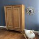 Armoire rotin et chêne clair vintage