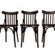 Set of 3 vintage wooden bistro chairs from around 1950.