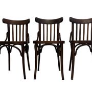 Série de 3 chaises bistrot en bois vintage vers 1950