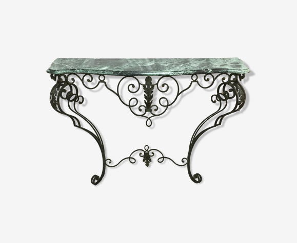 Console en fer forgé dessus marbre