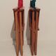 Pair of folding chairs in wood and vintage canvas, 1970s