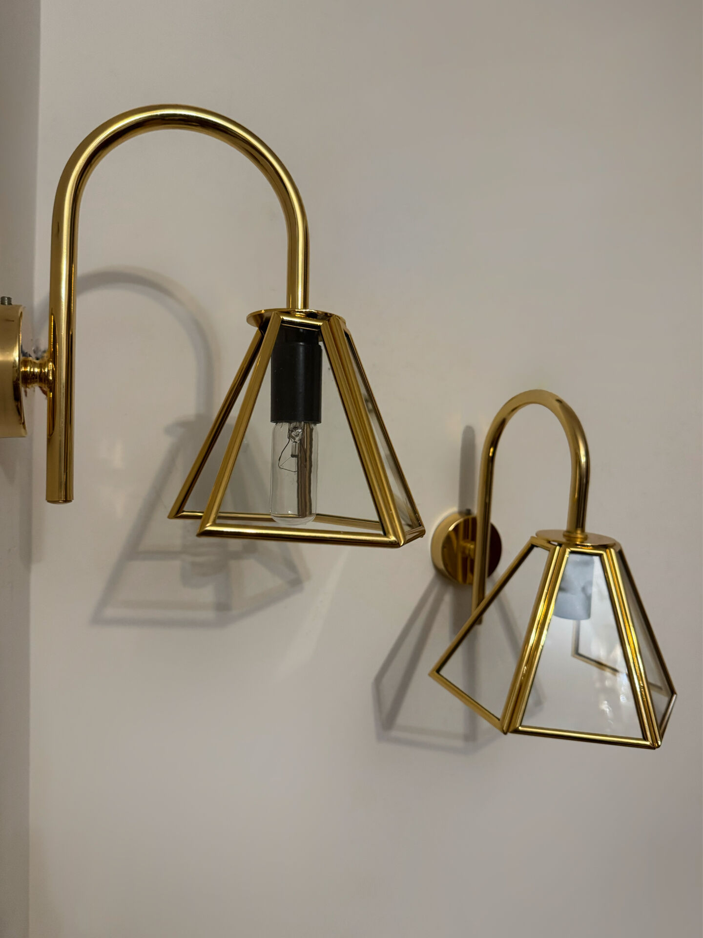 Vintage gold swan neck wall lights