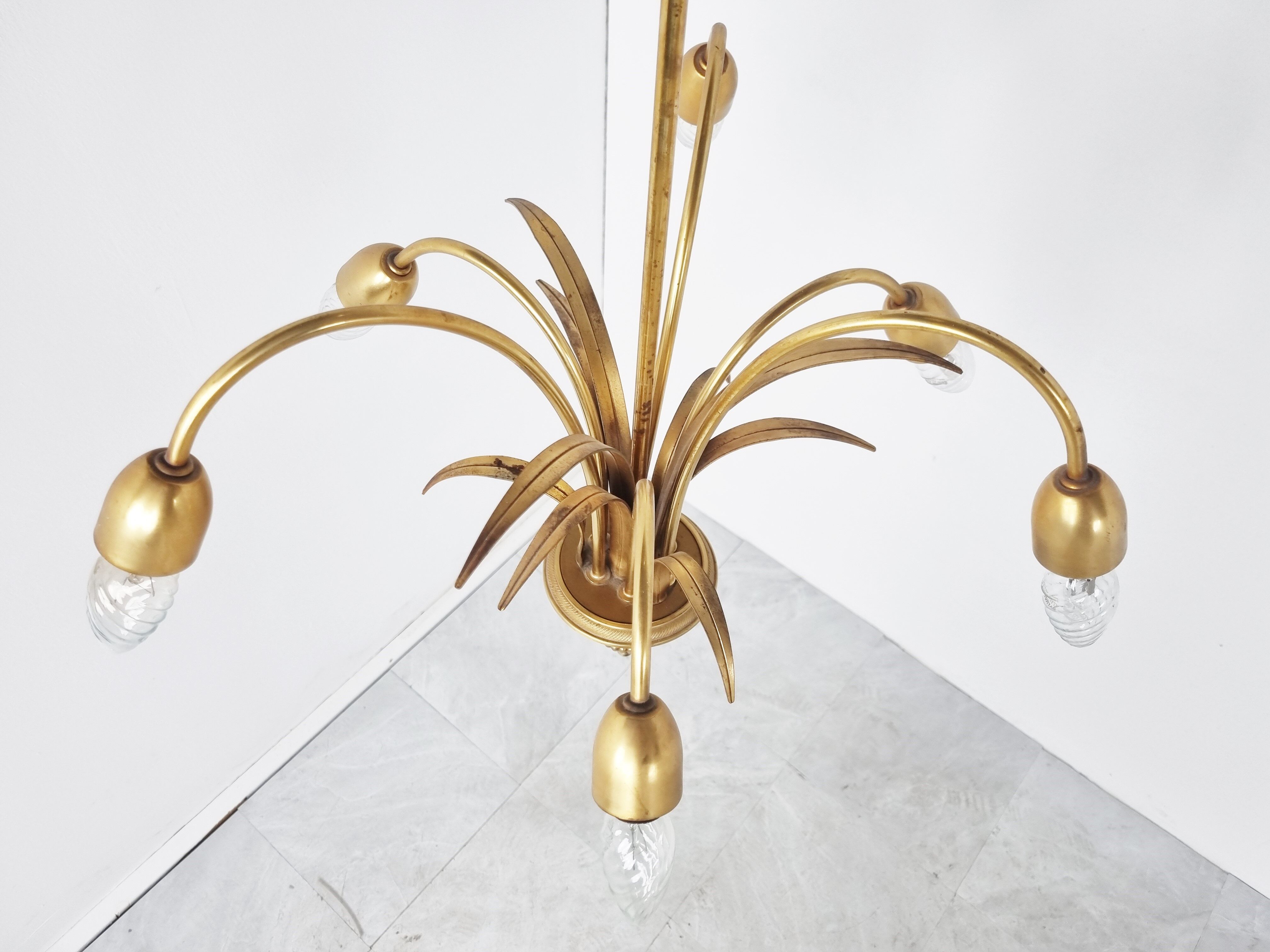 Brass pineapple chandelier, 1970s