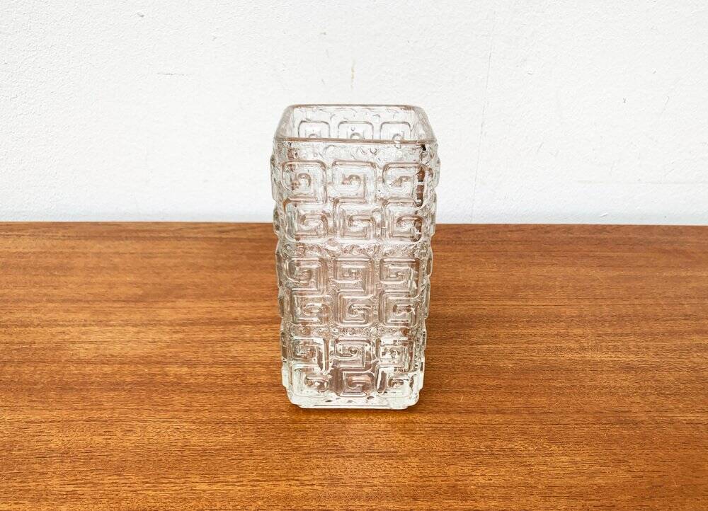 Large Finnish glass block vase from the mid-century by Tamara Aladin for Riihimäki, 1960s.