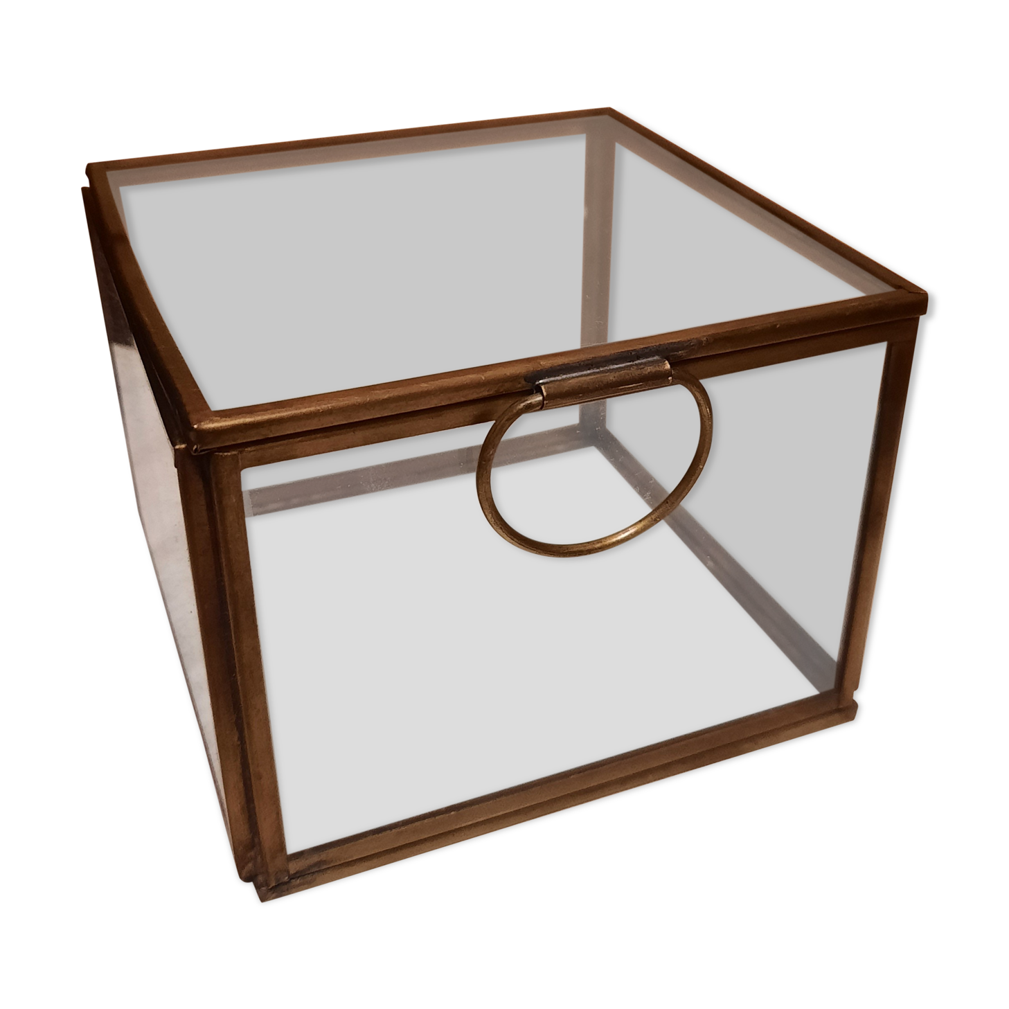 Glass and brass showcase box