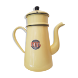Ancienne cafetière émaillée jaune pâle