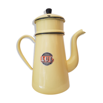Old pale yellow enamelled coffee maker
