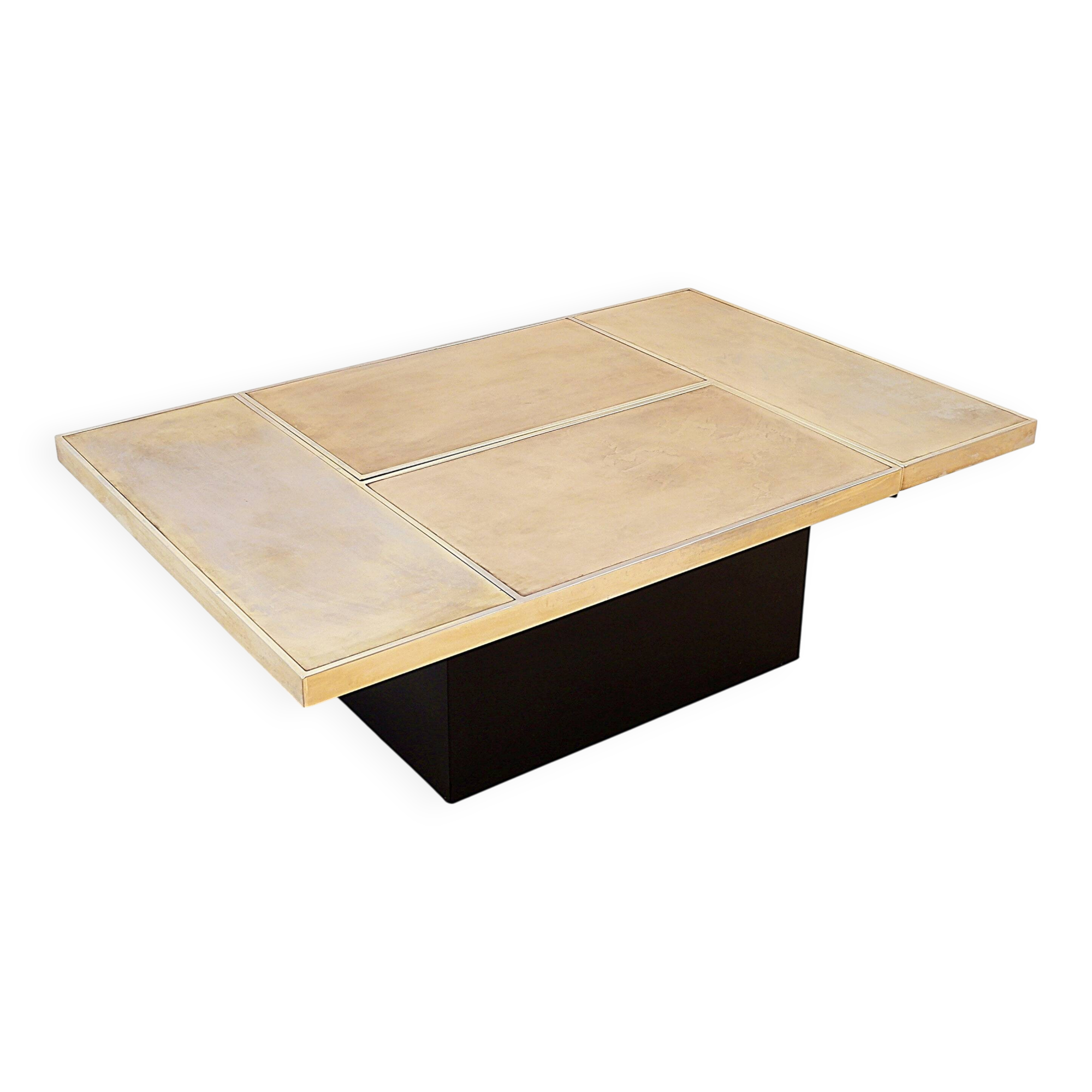 Vintage Belgo Chrome sliding coffee table with hidden bar - 1970s