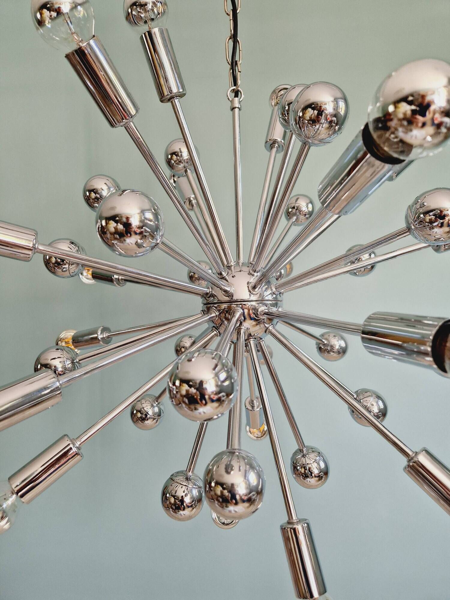 Lustre Sputnik XXL en métal chromé, années 70