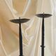 Pair of black cast iron floor candlesticks (candle holders)