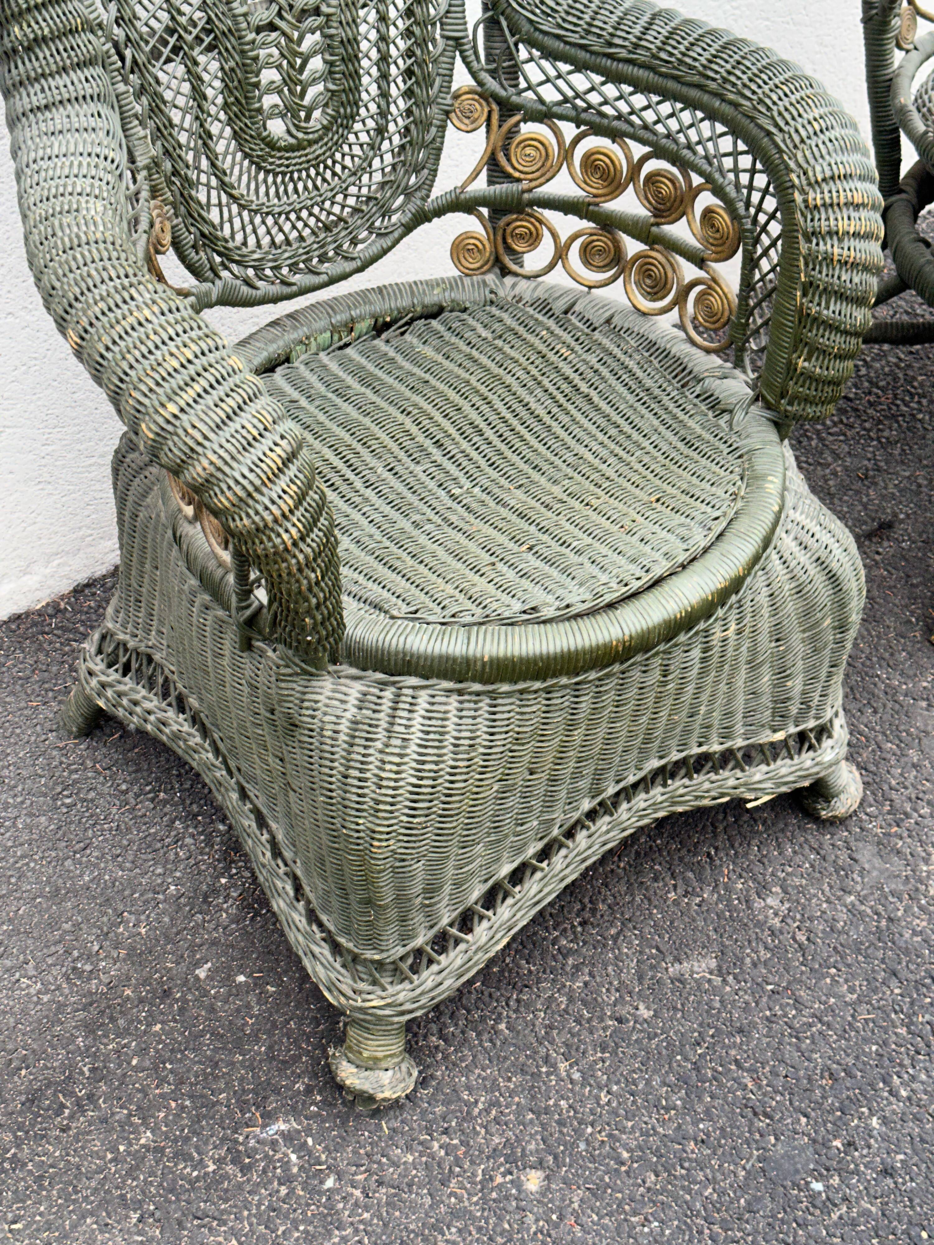 Perret & Vibert pair of ornate rattan armchairs, circa 1890
