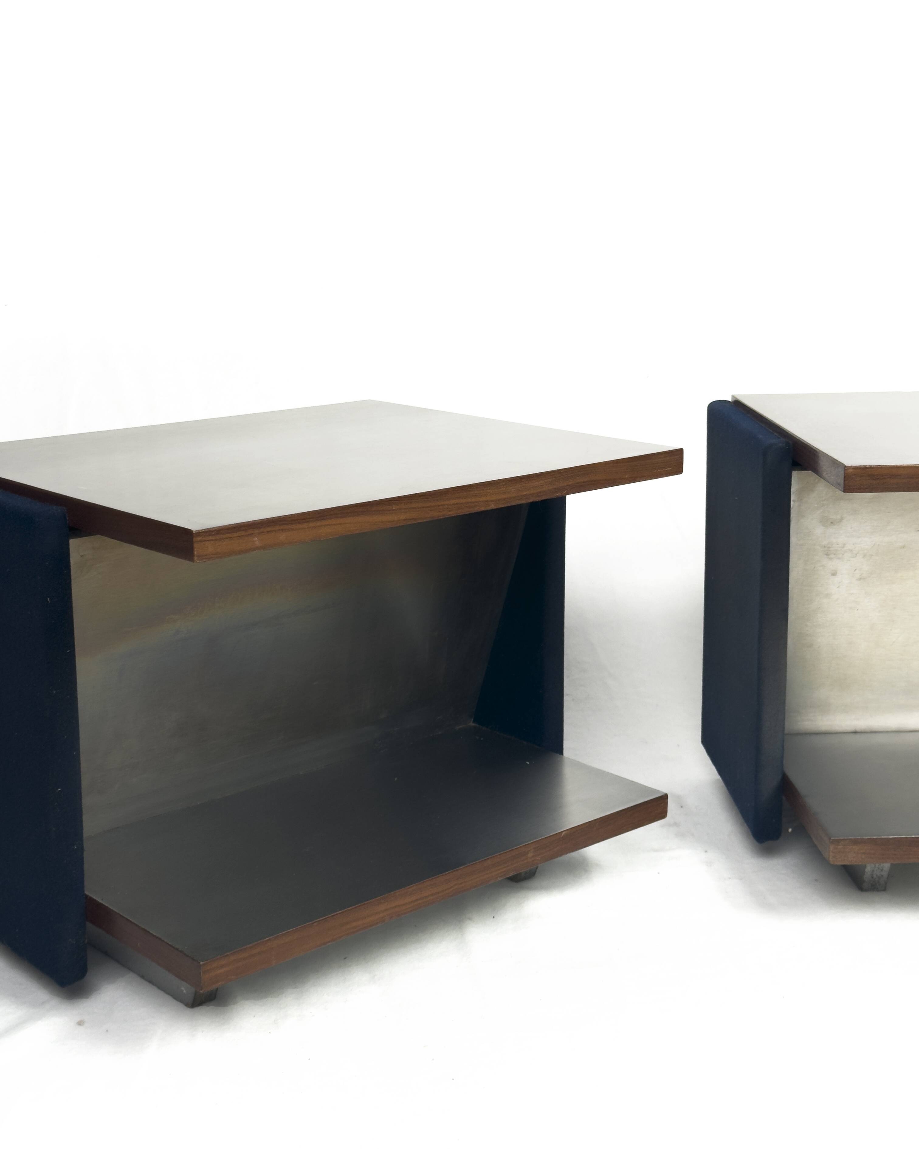 Pair of Vintage Italian Stainless Steel-Clad Side Tables, 1970s
