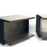 Pair of Vintage Italian Stainless Steel-Clad Side Tables, 1970s