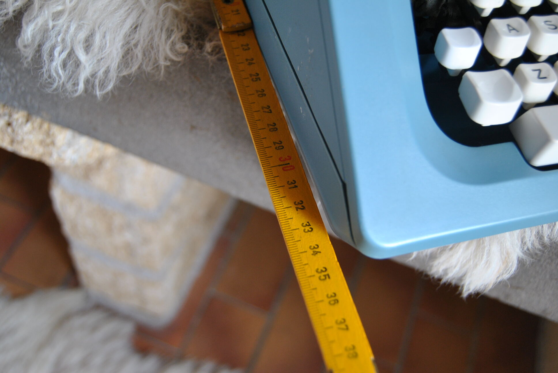 Blue typewriter Ollivetti Studiu 46 years 70