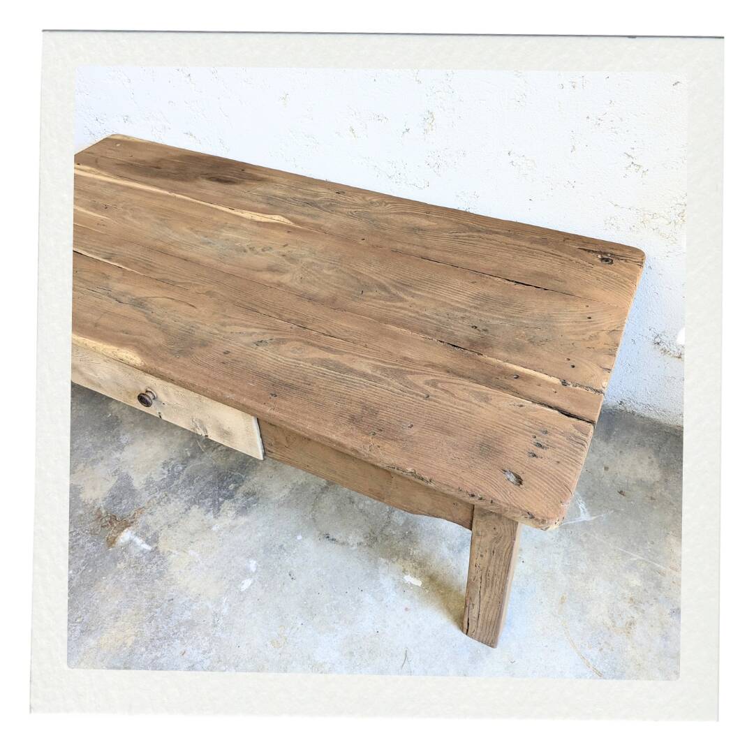 Vintage Farmhouse Coffee Table Raw Wood