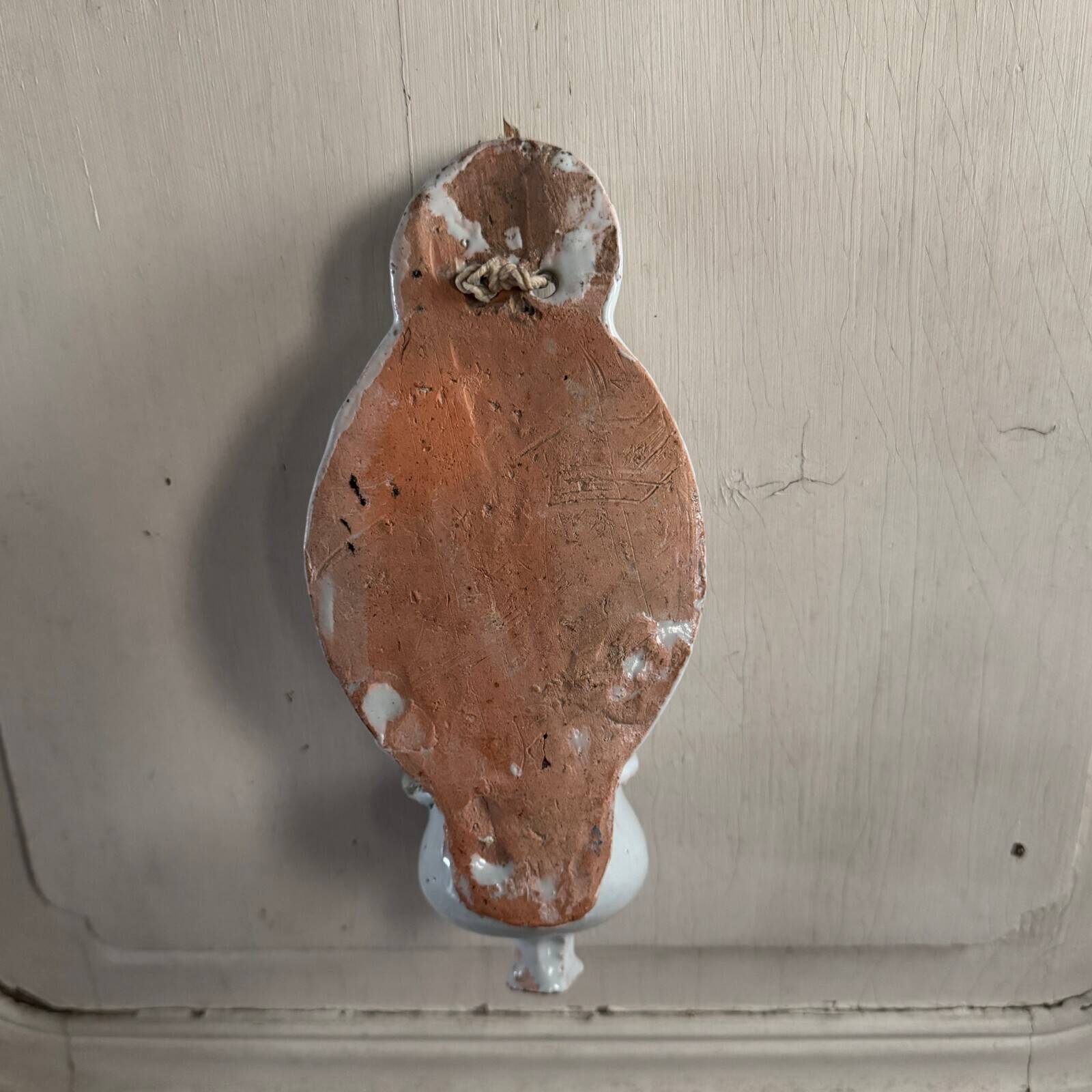 18th century Nevers earthenware holy water font