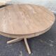 Scandinavian round extendable dining table Baumann stripped teak 1960