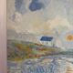 Blue landscape, riverbank, oil on canvas signed 1970
