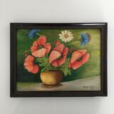 Tableau bouquet de coquelicots
