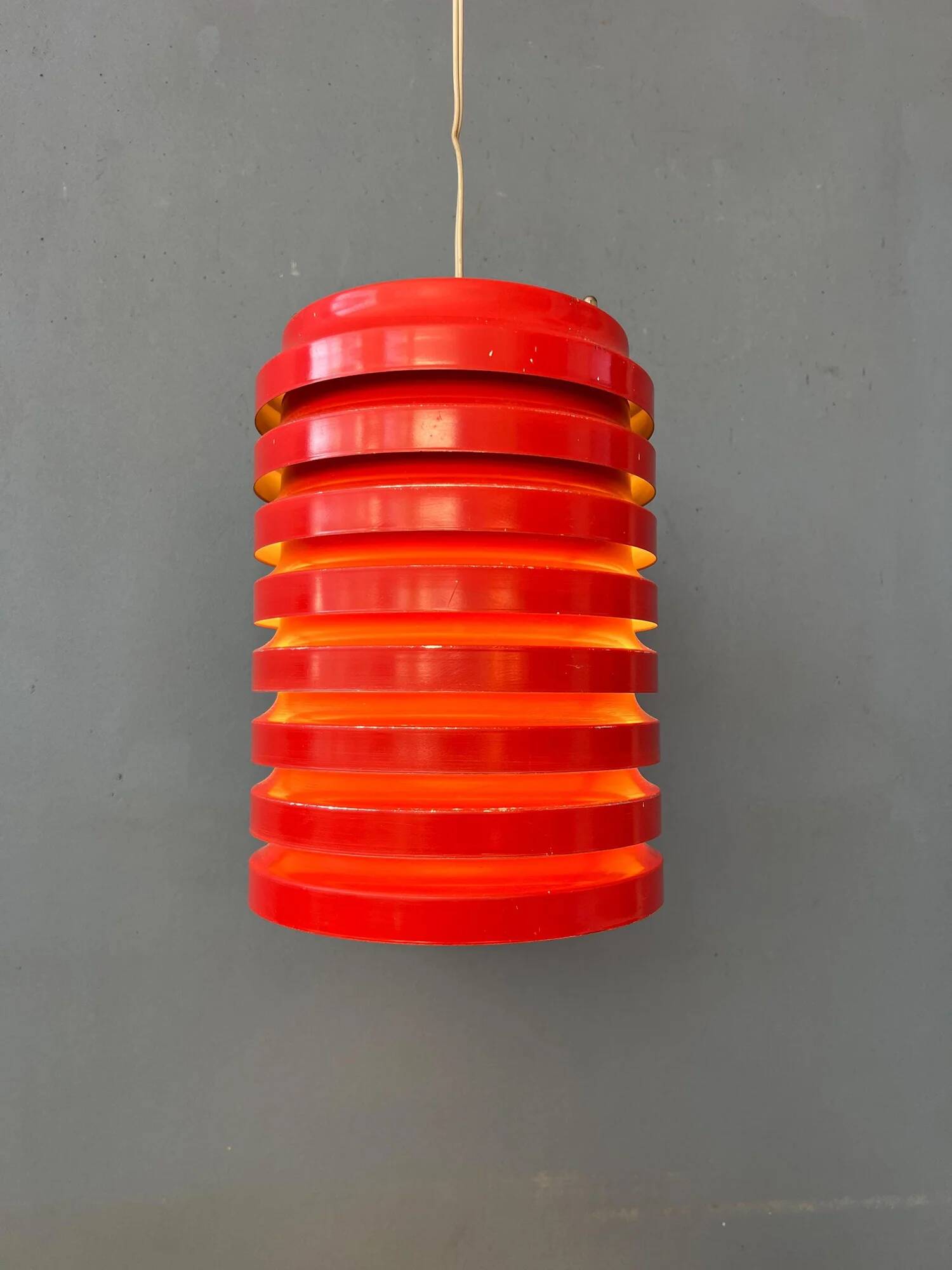 Vintage red Danish mid-century pendant lamp
