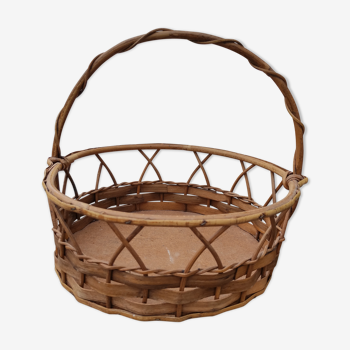 Vintage basket made of wood and rattan