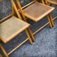 Set of 4 folding chairs in beech and caning by Habitat, 1980s.