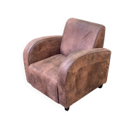 Fauteuil club contemporain en tissu marron