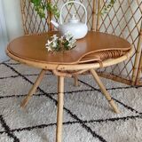 Rattan and oak coffee table from the 60s