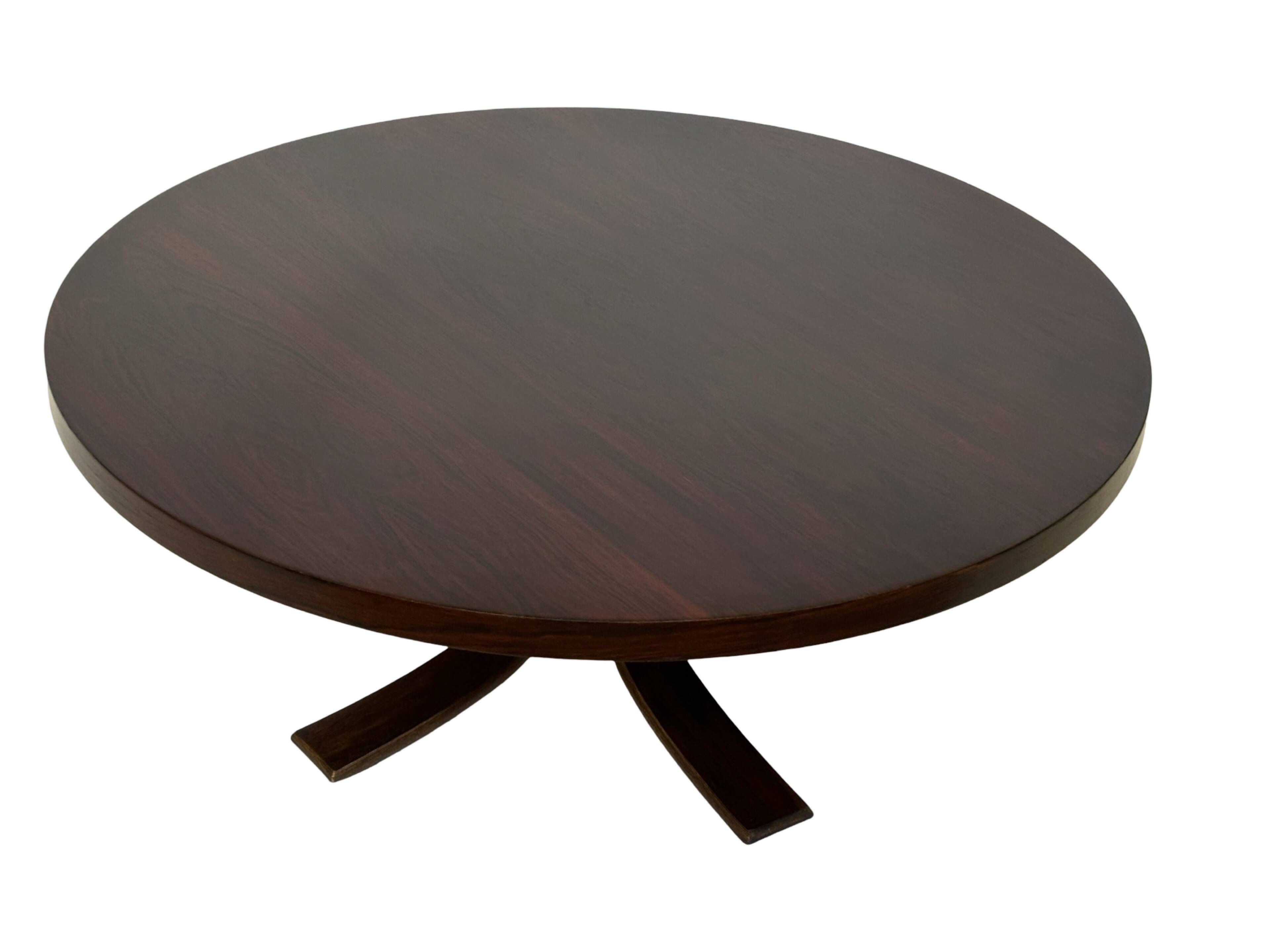 Vintage round coffee table in rosewood veneer, 60s design