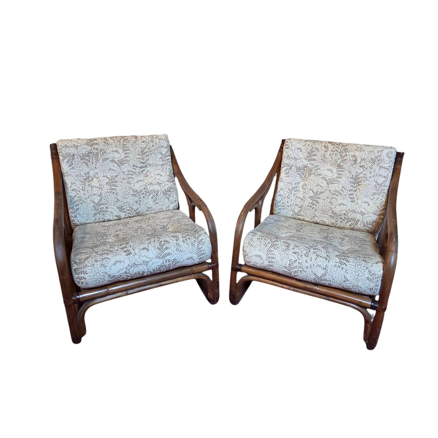 Pair of vintage rattan armchairs  
1960s–1970s
