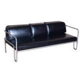 Bauhaus Sofa in Chrome-Plated Steel & Leather, Czech, 1930s