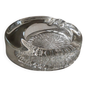 Transparent Murano Glass Ashtray with Asymmetric Thick Rim, 1970s Italian Retro Table Decor