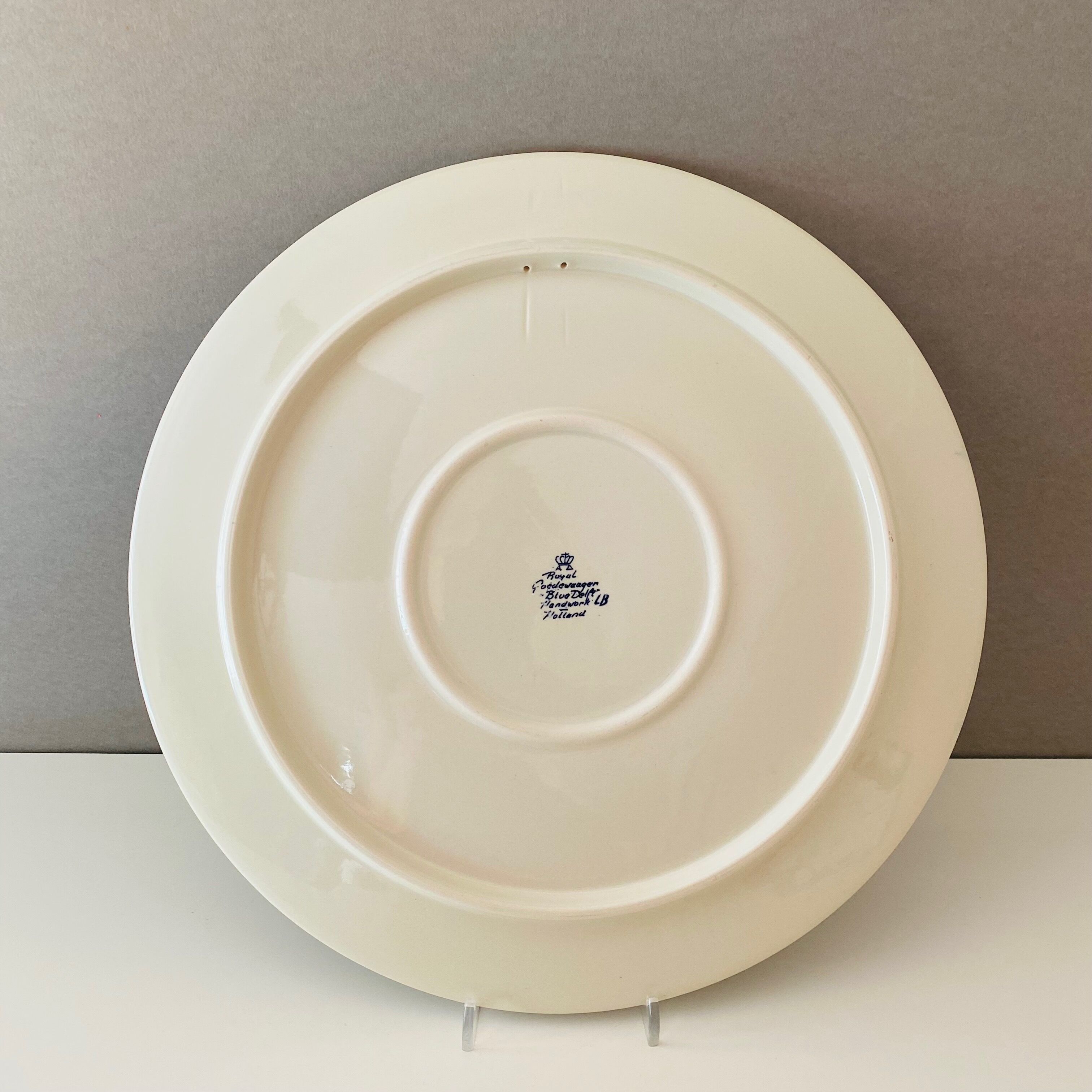 Delft Blue Wall Plate, Retro Cottage Blue White, Hand Painted, Royal Goedewaagen The Netherlands